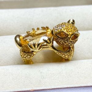 Citrine and Gold over Silver Squirrel Ring